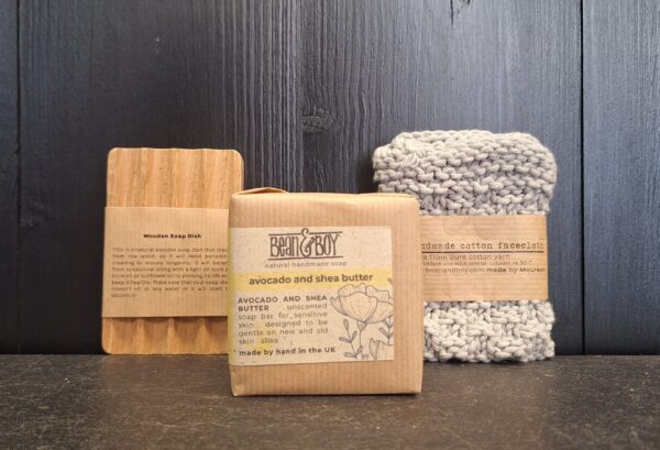 Soap Hamper with Handmade Flannel & Wooden Dish - Image 5
